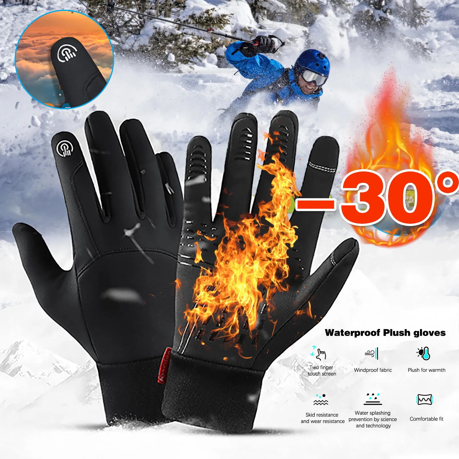 

Winter Goves Mens Gloves Ladies Winter Accessories Running Touch Screen Full-finger Gloves Thermo outdoor fashion Accessories
