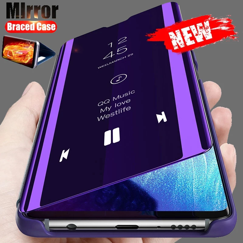 

Smart Mirror Flip Cover Case For Samsung Galaxy S20 A50 A71 A81 A91 A51 A70 Note 20 S10 S9 S8 Plus Pro M51 FE A20 A30 A31 Cover