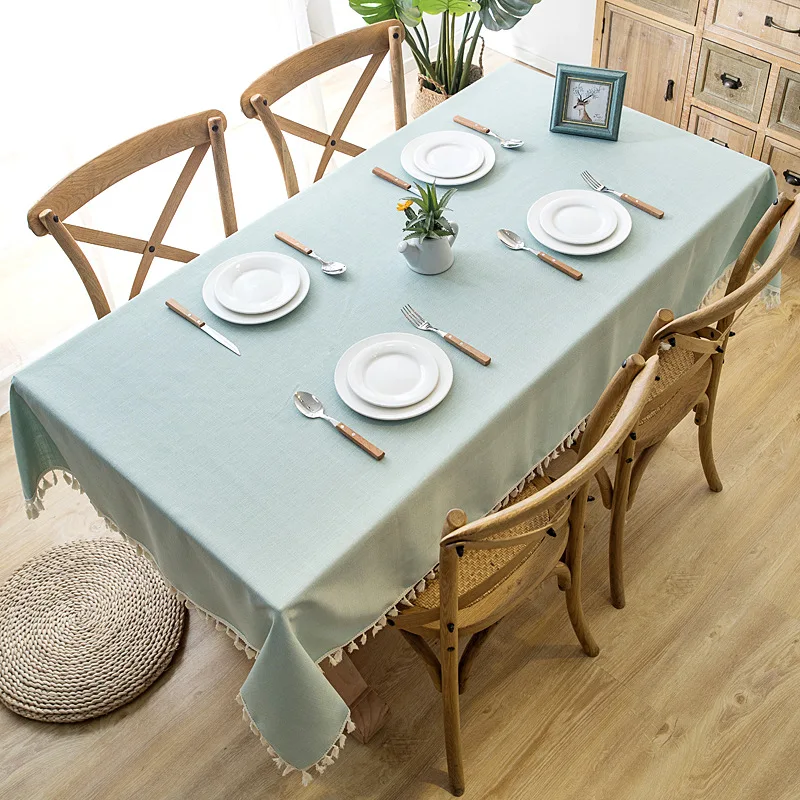 Скандинавская Водонепроницаемая скатерть чистого цвета из хлопка и льна