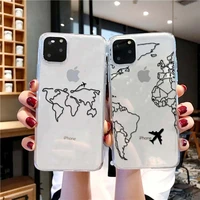 luxury world map travel soft tpu phone case for iphone 13 12 11 pro xr xs max clear silicone cover for iphone7 8 plus se2020