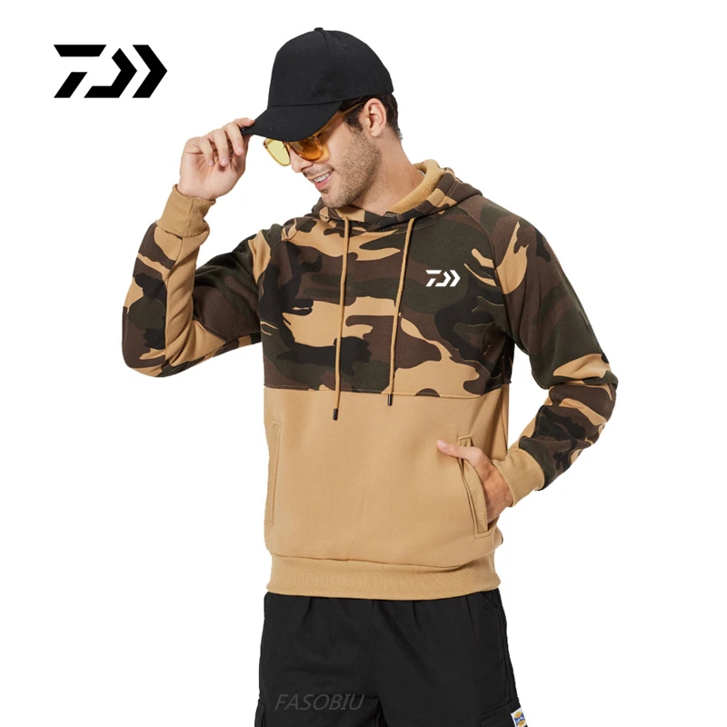 

Daiwa Autumn Winter Plus Velvet Fishing Clothing Long Sleeve Hooded Fishing Clothes Outdoor Sport Fishing Jackets Men's