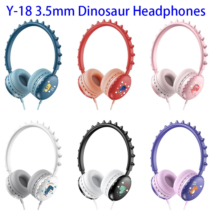 Детские наушники с динозавром проводная гарнитура разъемом 3 5 мм встроенный