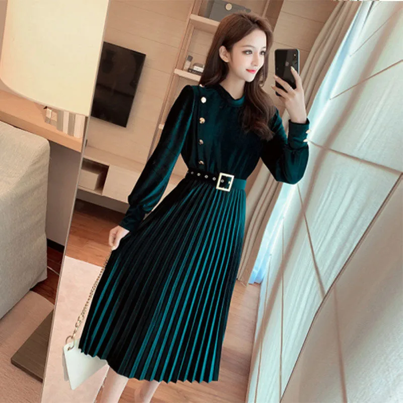 Платье для мамы размера плюс с поясом на весну и зиму женское винтажное