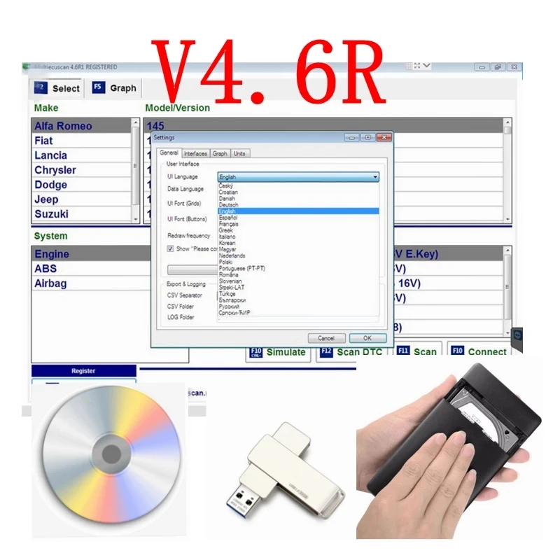 Лидер продаж 2021 года Многофункциональный сканер Ecu V4.6 для Fiat может работать с ELM327