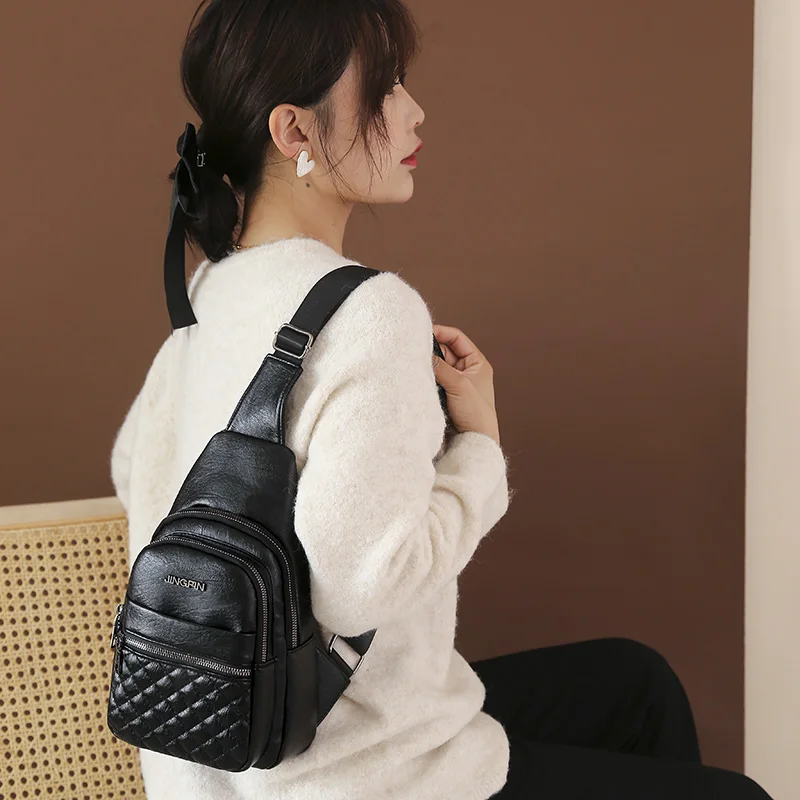 Сумка женская из экокожи саквояж кросс-боди в клетку Водонепроницаемый