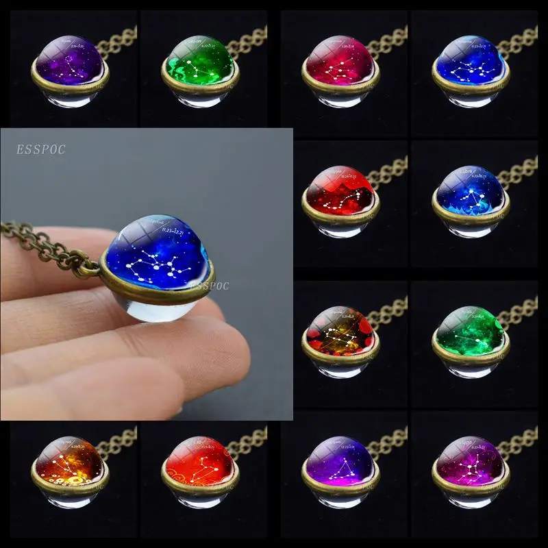 Ожерелье с 12 знаками Зодиака хрустальное ожерелье в виде шара кулоном созвездия