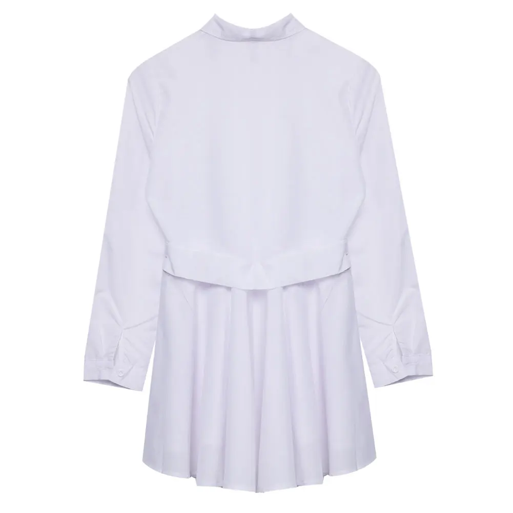 Женская белая блузка с длинным рукавом и V-образным вырезом | одежда