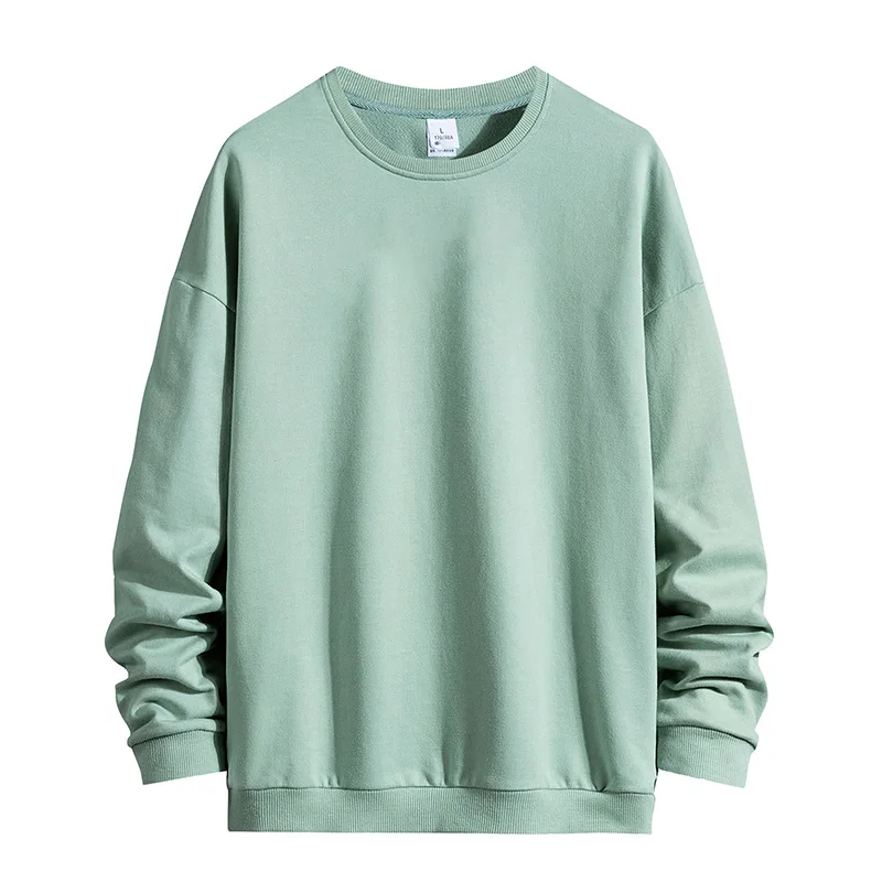 

New 3D Printing Casual Solid Color Long Sleeve Crew Neck Pullover Couple Pure Cotton Sweater Men's Coat Printable Logo