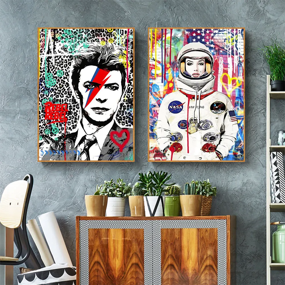 

Modern Street Graffiti Sexy Woman and Man Wall Art Posters Color Painted Prints Living Room Girl Bedroom Canvas Painting Decor