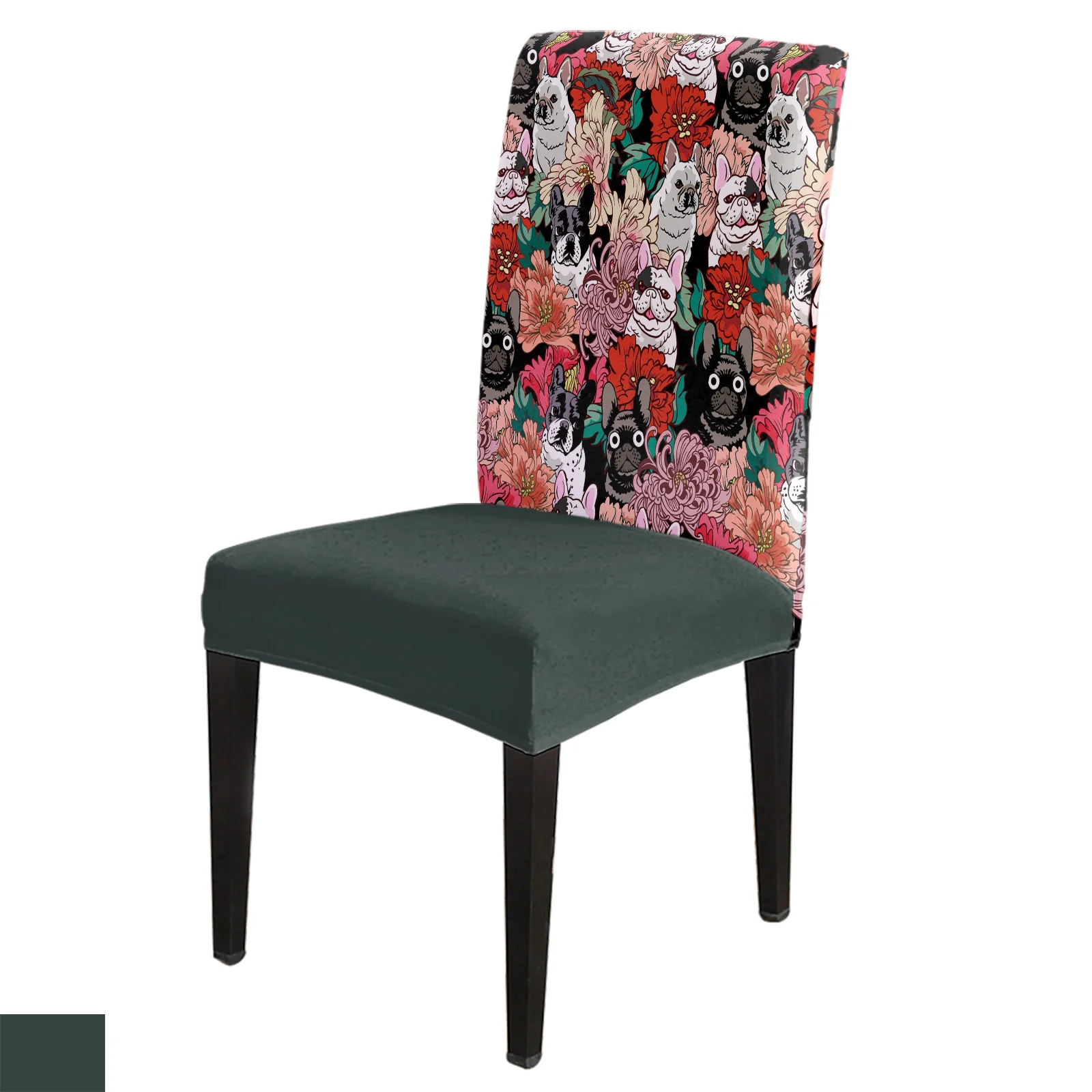 

French Bulldogs Chair Cover Spandex Elastic Chair Slipcover Stretch Chair Covers for Wedding Hotel Banquet Dining Room