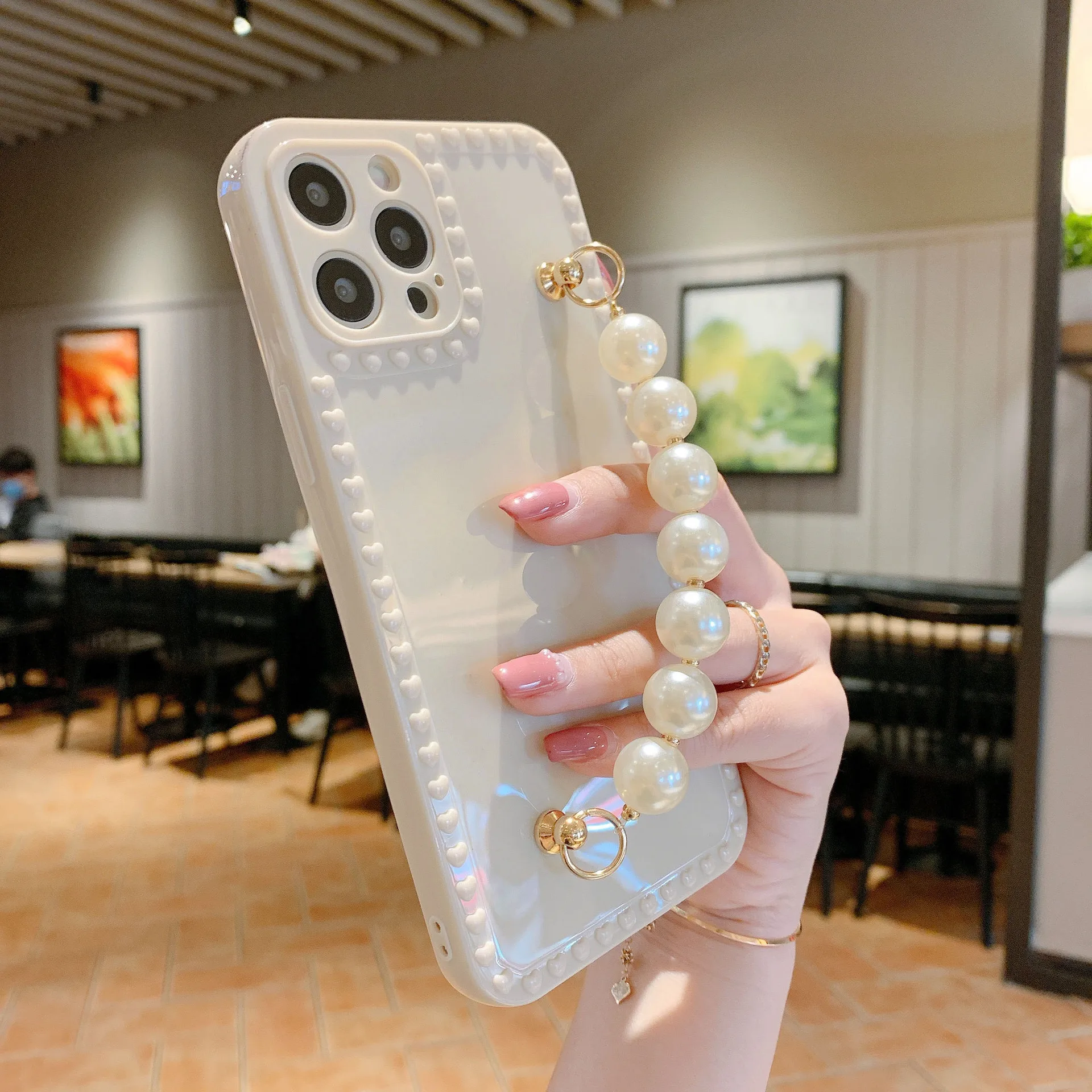 

Luxury Pearl Bracelet Coque Iphone 12 11 Pro Max Phone Case Iphone XR Soft Unti-fall Xs Max Simple Cases Fashion Back Cover