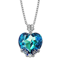 luxury embellished with crystals from swarovski necklaces jewelry for women blue heart pendantjewelry exquisite mom gifts