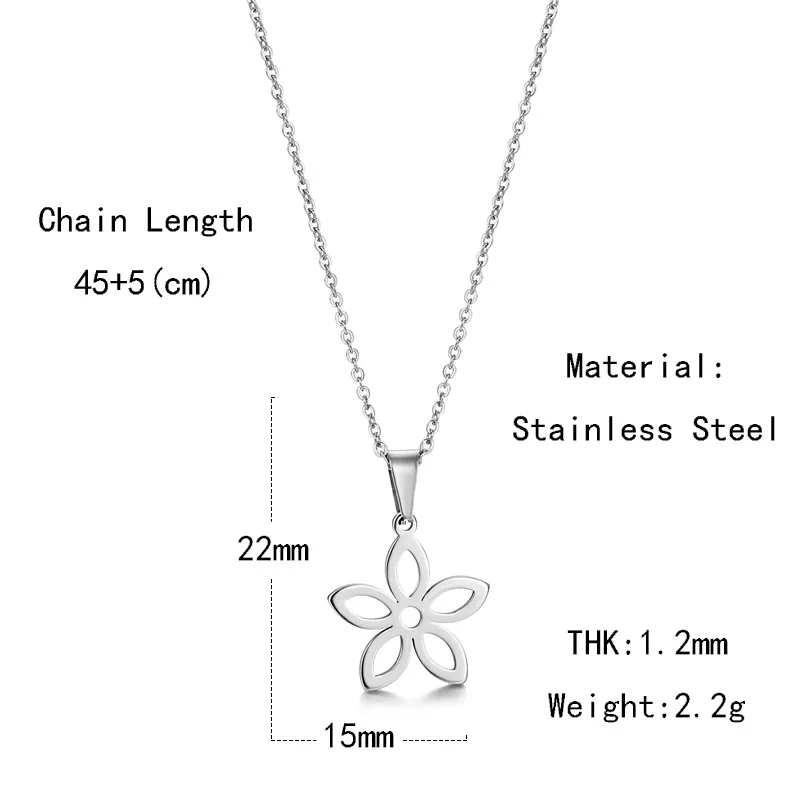 

304 Stainless Steel Flower Pendants Necklace Fashion Female Lovely Simple Chain Necklace Wholesale Accessories Wedding Jewelry