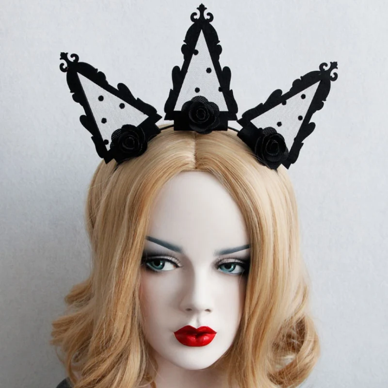 Забавная повязка на голову Хэллоуин Вилка дьявола заколка для волос крылья
