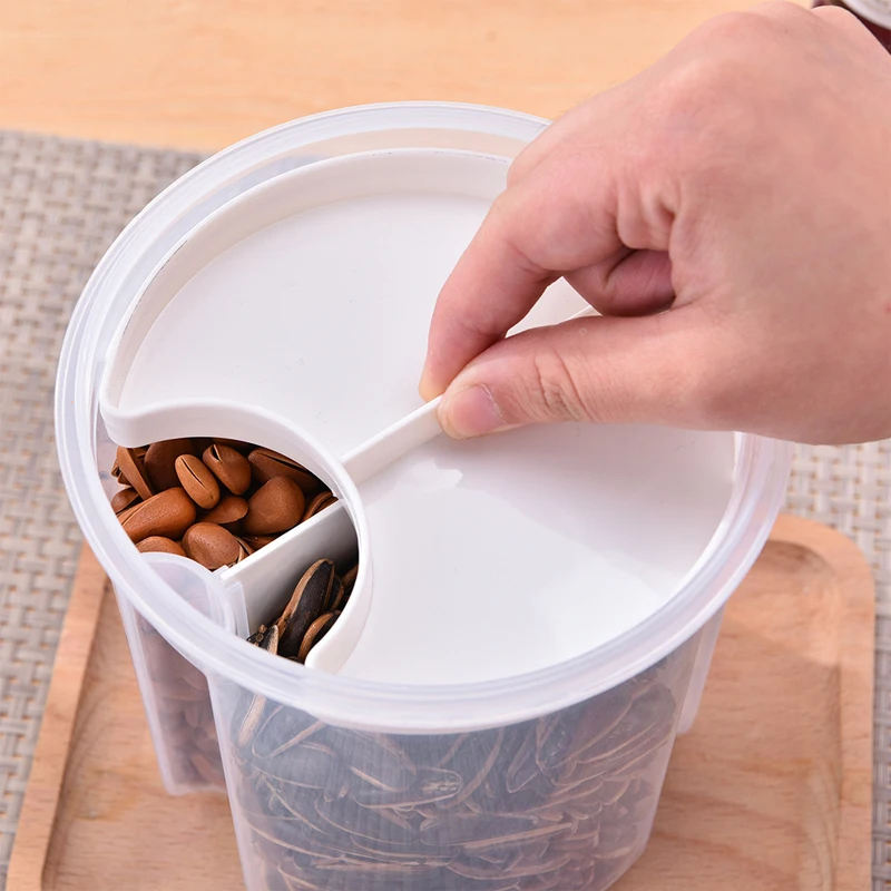 Вращающийся емкости для хранения зерна герметичный ящик банок Кухня Пластик