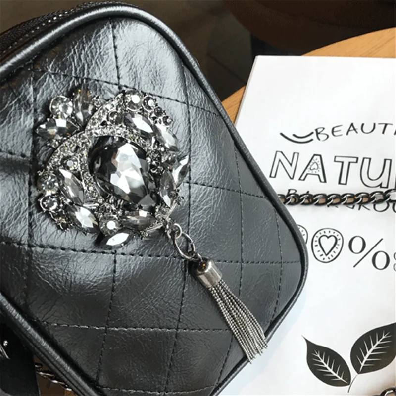 

Women Mini Shoulder Bags Crystal Phone Bags Black Crossbody Bags Tassel Handbags Luxury Small Metal Purse Ladies Evening Bags