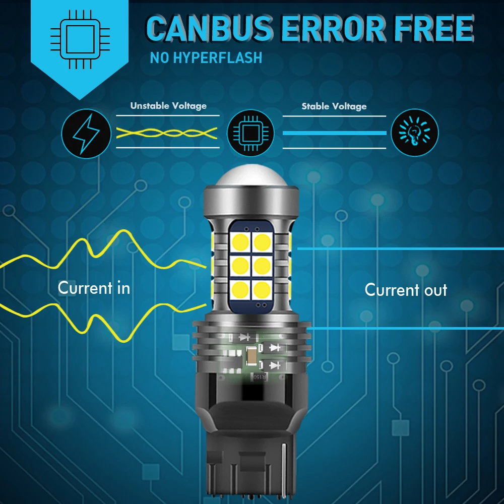2X T20 светодиодная CAN шина без ошибок лампа 7440 дневные ходовые огни для Volkswagen VW Peugeot