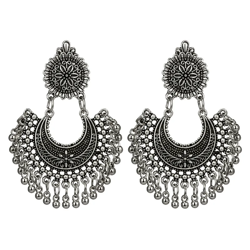 GTQ металлическая кисточка Jhumka индийские этнические болливудские висячие серьги