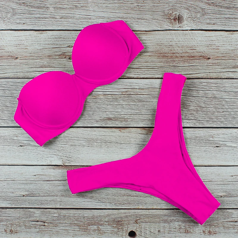 Бикини пуш-ап 2021 женский купальник однотонный комплект бикини с леопардовым