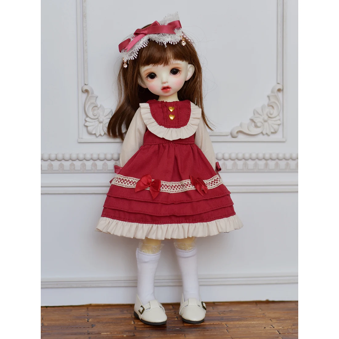 

Комплект одежды с милым платьем для кукол 1/6 BJD-(красный) без куклы