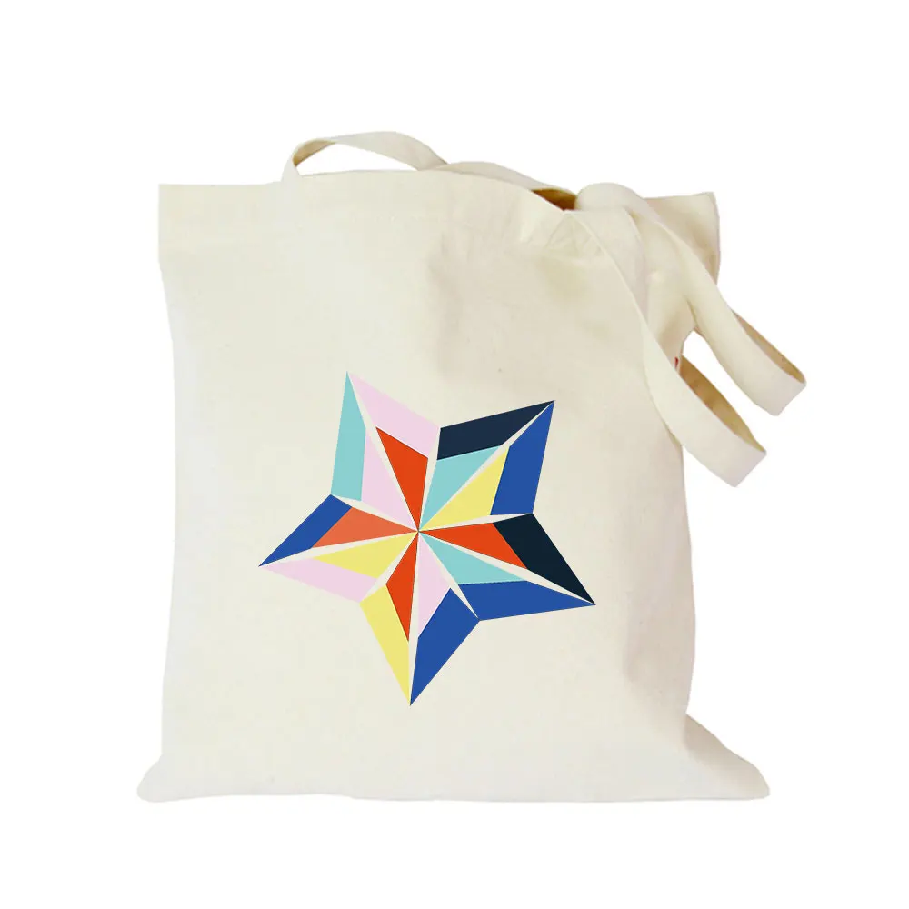 Принт со звездой на заказ Холщовая Сумка для покупок рекламные подарки складная
