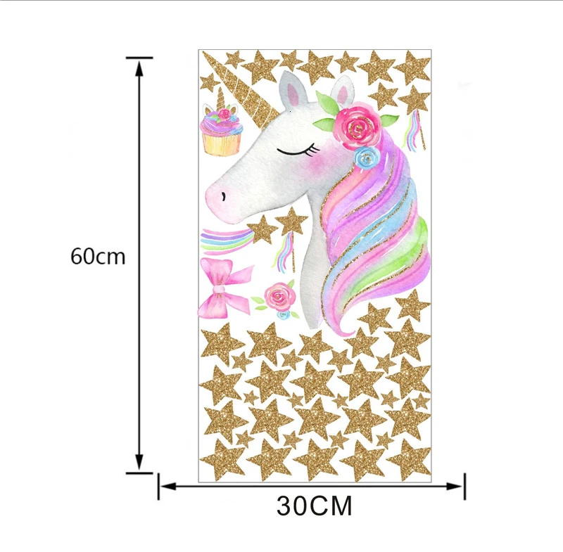DIY Cartoon Unicorn Star Wall Sticker Room Decoration Stickers for Kids Animal Decor Vinyl Art Decals |