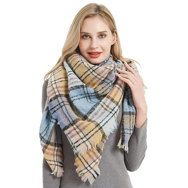 

spring High Quality PlaidShawl Big Thicken Scarves Long Shawls winterNew style small plaid square ladies scarf blanket shawl