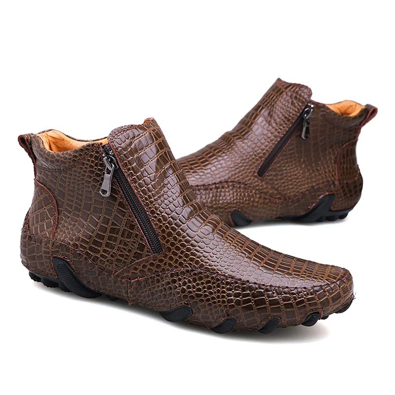 

Мужские ботинки ручной работы, тисненые уличные туфли из воловьей кожи, повседневная обувь для кемпинга, размеры 38-47