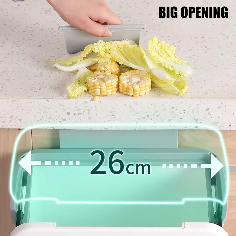 

Hanging Trash Can for Kitchen Cabinet Door with Lid Wall Mounted Counter Waste Bin Plastic ADW889