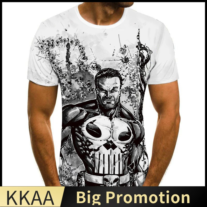 

Fashion Summer T-Shirt Men 2021 3D Skull Printing Men's T-Shirt Breathable Streetwear Splicing Printing T Shirt Men XXS-4XL