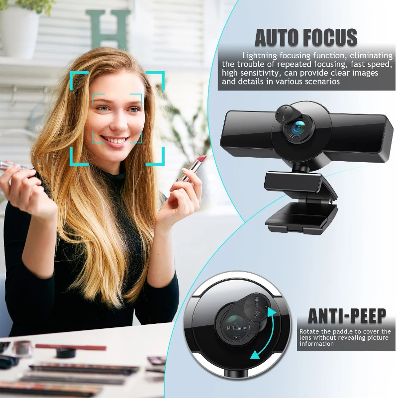 AF 4k 2K webcam otomatik odaklama 1080p bilgisayar kamera HD Web cam ağ USB canlı yayın için 1080P geniş açı 120 derece