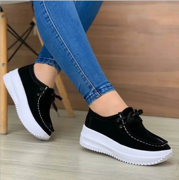 

Spring Autumn Women Shoes Platform Flats Sneakers Women Suede Leather Women Casual Shoes Lace Up Heels Creepers Moccasins