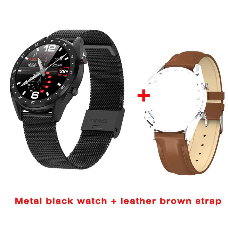 Greentiger ЭКГ+ PPG HRV Bluetooth L7 Смарт часы для мужчин IP68 водонепроницаемый монитор сердечного ритма кровяного давления Smartwatch VS L5 L8 - Цвет: black add brown