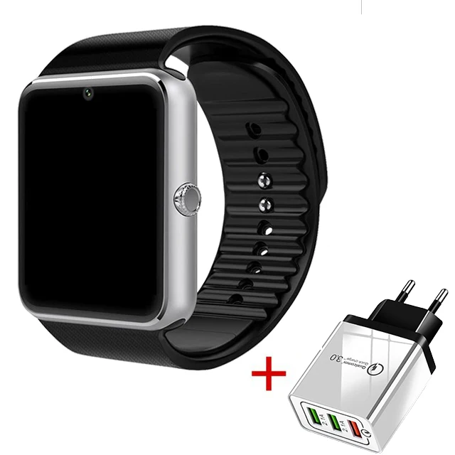 Black Silver charger Смарт-часы с Bluetooth для Iphone, телефонов, huawei, samsung, Xiaomi, Android, поддержка 2G, SIM, TF карта, камера, умные часы, PK, X6, Z60 - Цвет: Black Silver charger