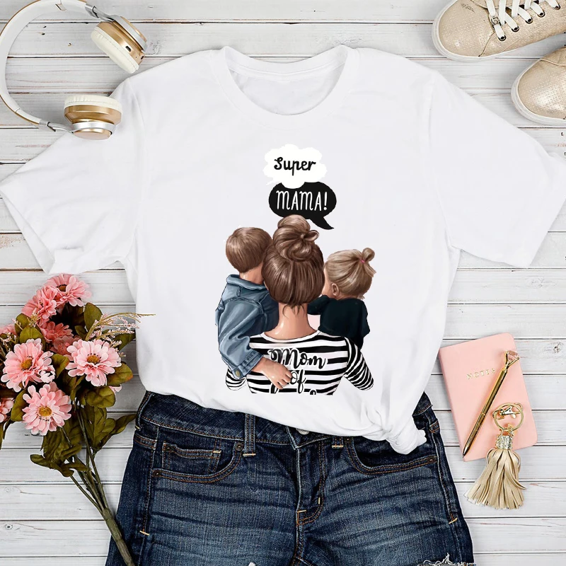 

T-shirts Women Cartoon Mom Mother Mama Love Clothing 90s Spring Summer Tshirt Top Lady Graphic Female Print Clothes Tee T-Shirt