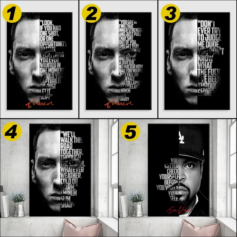 

Постеры серия Singer Eminem в стиле ретро, современные холщовые украшения для кабинета, гостиной, бара, картина для стен, дизайн интерьера