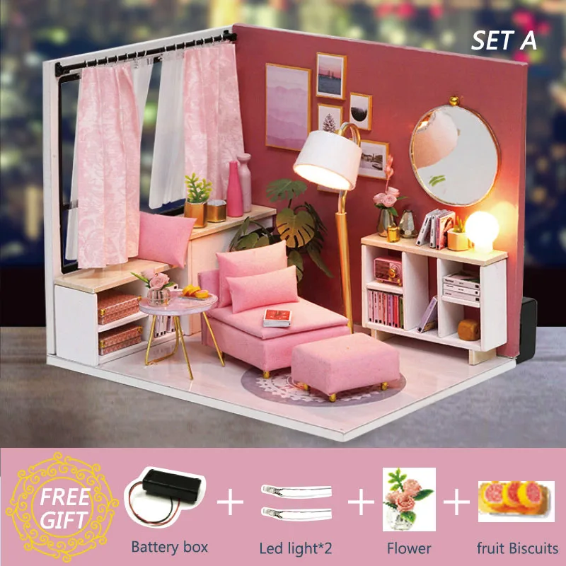 H17-A Кукольный домик Cutebee миниатюрная мебель кукольный домик DIY Миниатюрные домики комнаты Каса игрушки для детей DIY кукольный домик H17-2 - Цвет: H17-A