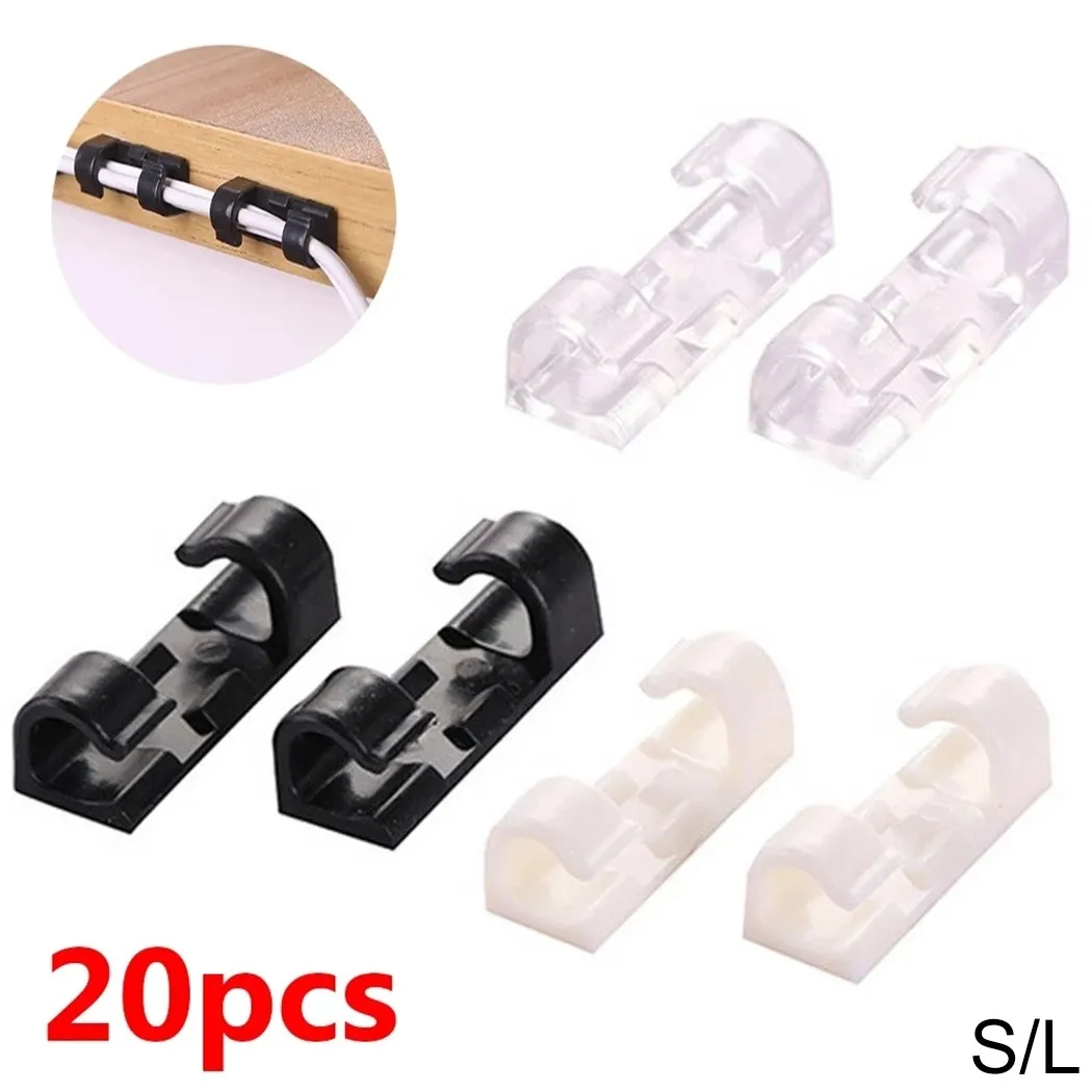 

20pcs Cable Organizer Clips Cable Management Self-Adhesive Wire Clamp Table Wall Tidy Holder Line Bobbin Winder