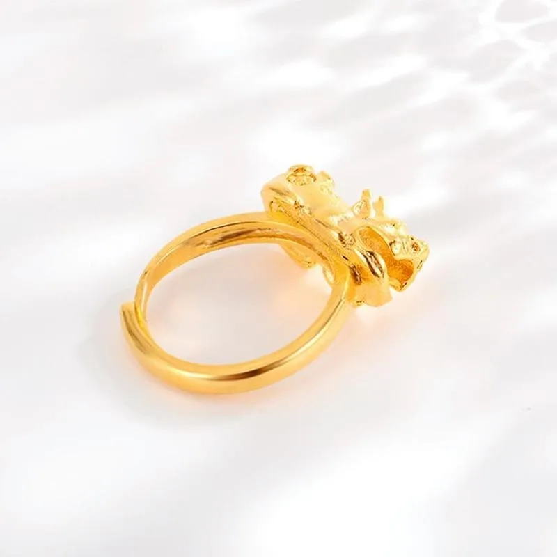 Золотистое Открытое кольцо золотистого цвета регулируемое открытое Драгоценное