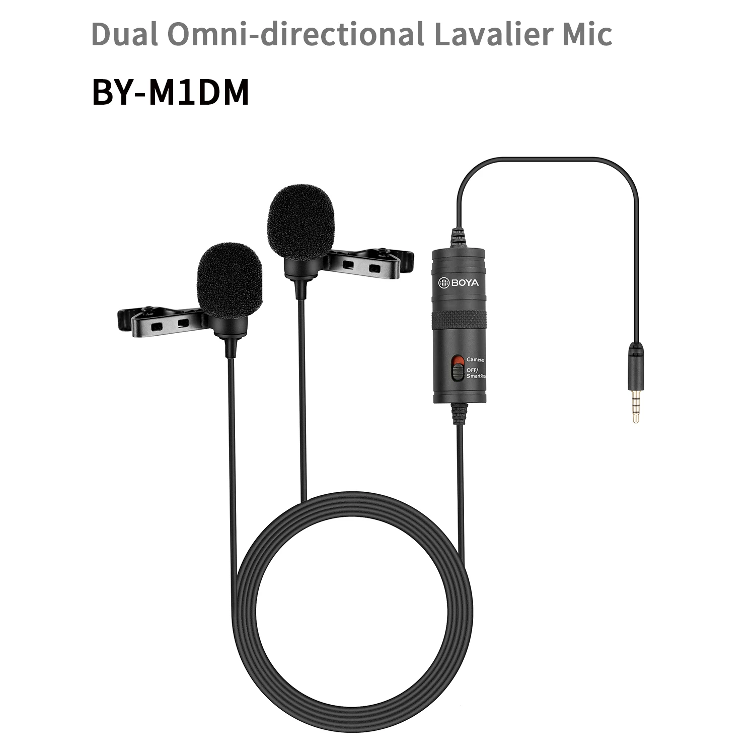 

BOYA BY-M1DM Dual Head Lavalier Omnidirectional Condenser Microphone Audio Record for iPhone Andriod DSLR Canon Nikon Camcorder