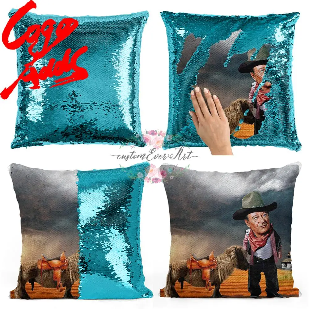 

John Wayne sequin pillow | sequin Pillowcase | Two color pillow | gift for her | gift for him | pillow | magic pillow