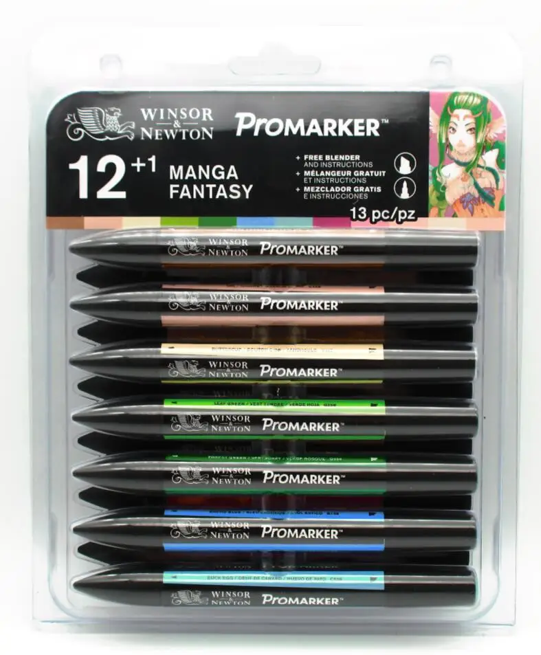 WINSOR& NEWTON Promarkers набор двухконцевых маркеров на спиртовой основе 6 цветов и 12 цветов дизайн Профессиональный маркер для художников - Цвет: 12 Fantasy