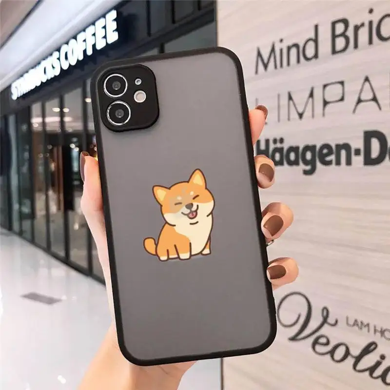 

Cute Corgi cartoon Phone Case Matte Transparent for iPhone 7 8 11 12 s mini pro X XS XR MAX Plus cover funda