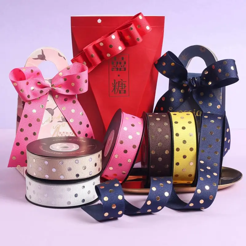 

5 Yards Polka Dot Thread Ribbon Bouquet Gift Box Cake Decoration Ribbon Hair Accessories Wedding Shoes Hat Ribbon