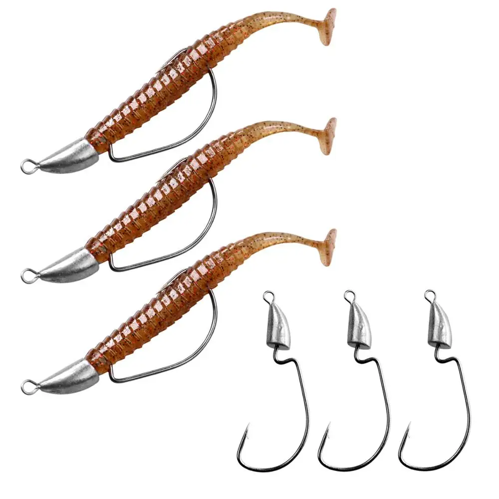 

10pcs/lot Lead Head Fishing Hooks 5g 7g 10g 14g Bullet Jig Head hooks Sliver Weedless Offset Worm Hooks Texas Rigs Accessories
