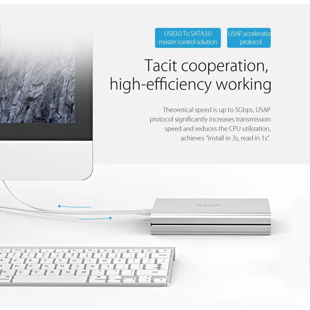 Алюминиевый корпус для внешнего жесткого диска ORICO 3 5 дюйма USB3.0 Гбит/с с адаптером