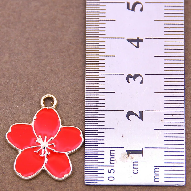6 шт. цветные Подвески в виде цветка сакуры подвески из сплава с эмалью для