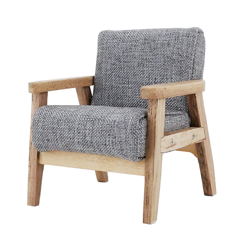 

1/12 Mini Dollhouse Miniature Accessories Wooden Sofa Model Living Room Furniture Kids Pretend Play Toy