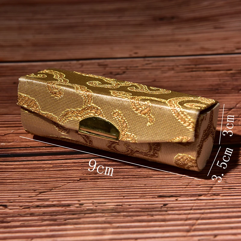 

1Pc Embroidered Lipstick Case Storage Lipstick Display Box With Mirror Retro Flower Design Portable Jewelry Holder Random