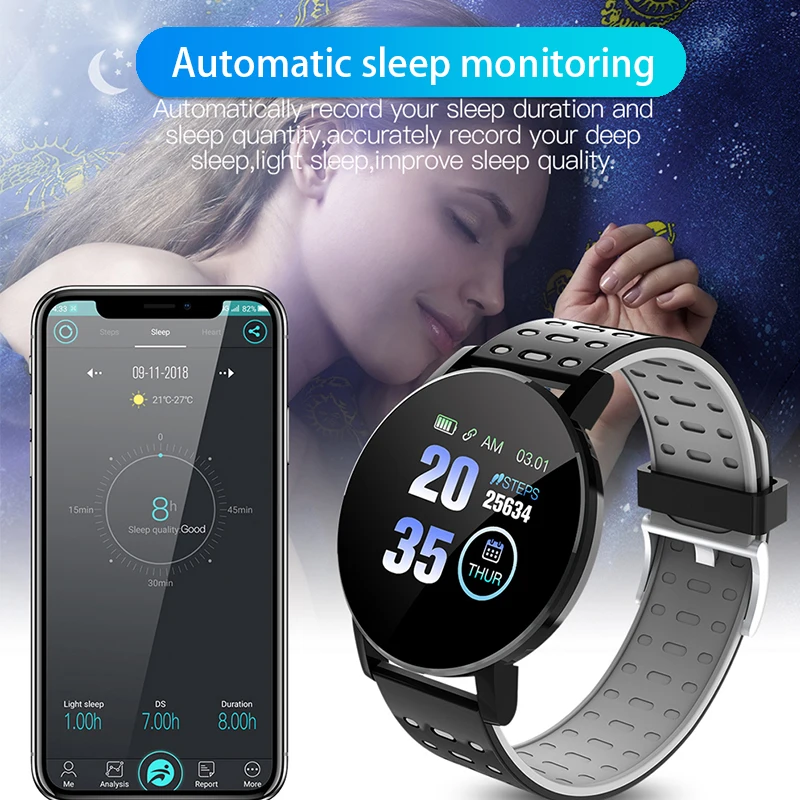 

2020 119 Plus Bluetooth Smart Watch Men Blood Pressure Smartwatch Women Watches Smart Band Sport Tracker Smartband Men's Watch
